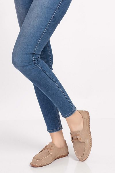 Gondol Pantofi flexibili din piele naturala Esl.602 - Bej - 38
