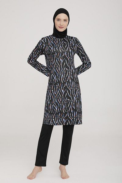 ROZAMAY Women's Long Sleeve Adna Black Hijab Swimsuit 9c0t3n2