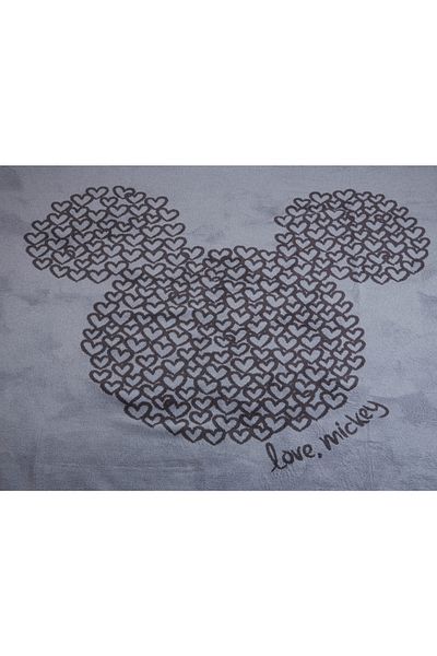 Fermath Licensed Disney Mickey Love Cotton Double Blanket Gray