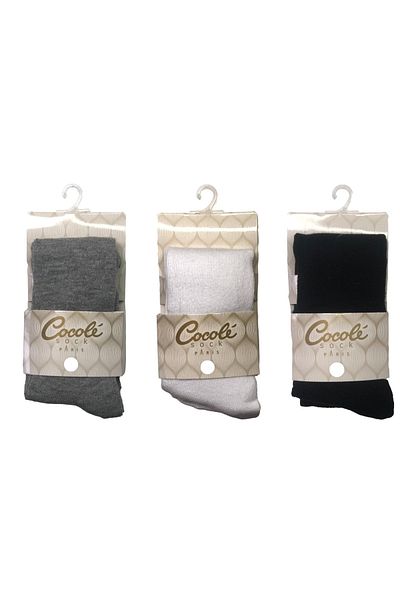 Cocole Plain Colored 3-Piece Baby Kids Pantyhose (High Cotton Content)