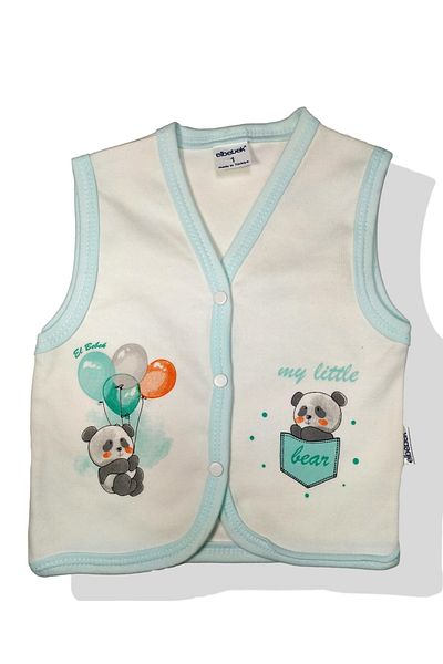 ELBEBEK Cotton Printed Combed Cotton Interlock Baby Vest (Teddy Bear with Balloon)