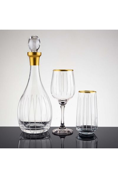 sudeka Stick Hand Decorated Cut Glass Water Set 25 Pieces for 12 People
