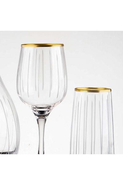 sudeka Stick Hand Decorated Cut Glass Water Set 25 Pieces for 12 People
