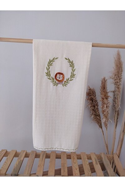 MAMARADUGA Double Layer Embroidered Muslin Blanket Cream-lion Special Production