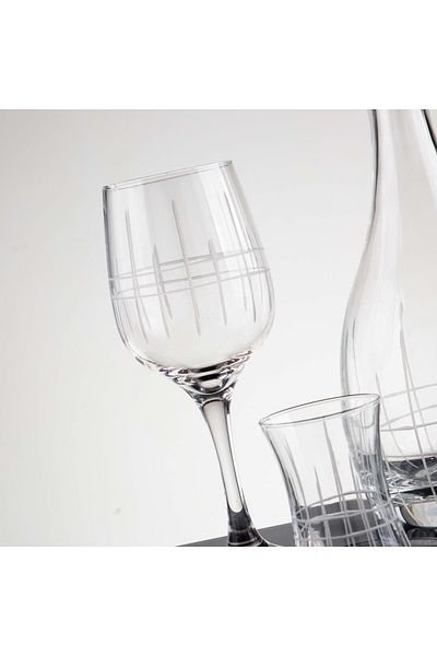 sudeka 25 Pieces Plaid Hand Decorated Cut Glass Water Set for 12 People
