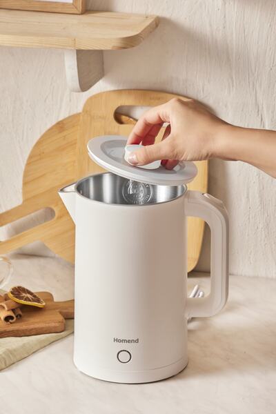 HOMEND Heatrow Cooltouch 1618h Paslanmaz Çelik El Yakmaz Gövdeli Su Isıtıcısı Beyaz