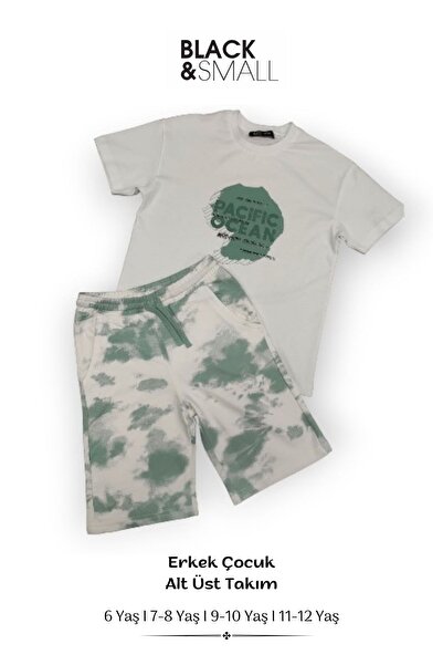 Black&Small Boy's Summer Top and Bottom Set Green Shorts T-shirt Torent