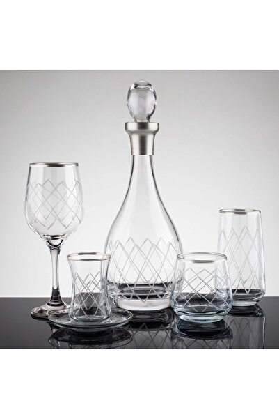 sudeka Kare Gümüş El Dekor Kesme Su Takımı 61 Parça 12 Kişilik