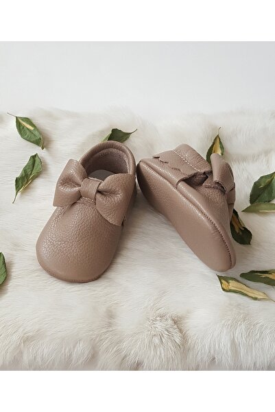 Hodore Baby Girl Sofia Leather Moccasin Milk Brown Shoes Booties