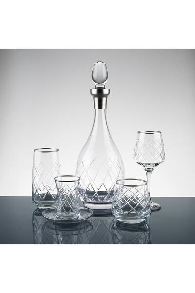 ucuzcuyuzavm 61 Parça 12 Kişilik Gümüş El Dekor Kesme Su Takımı