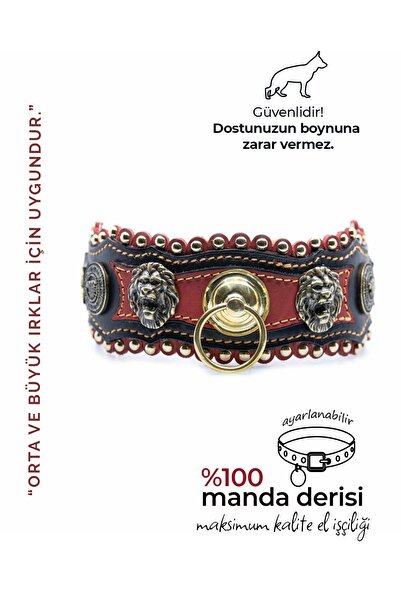 MgTasma El Işçiliği, Özel Tasarım, Hakiki Deri, Aslan Tacı Köpek Tasması, Boyun Tasması