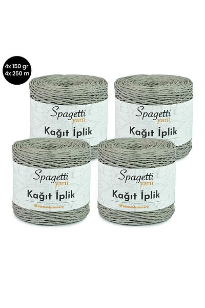 Spagettiyarn Χάρτινο σχοινί 4 τεμαχίων γκρι πλεκτό νήμα