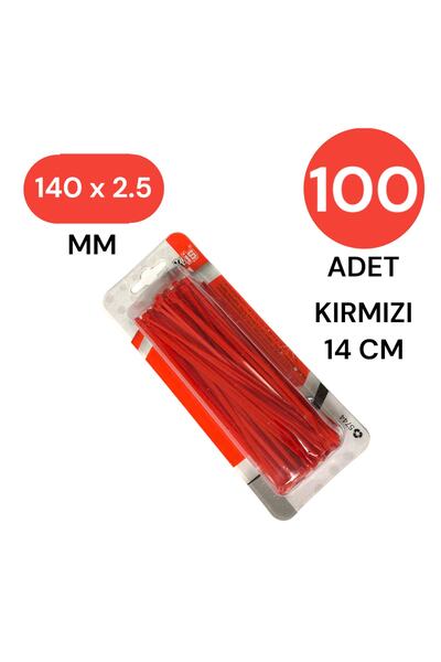 Tek-İş Plastik Kablo Bağı Klipsi Cırt Kelepçe 140 Mm X 2.5 Mm Kırmızı 100 Adet