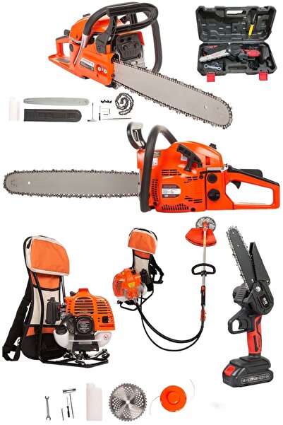 DYNAMİC MAX 3'lü Set 9 Hp Sırt Tipi Çim Ot Biçme Ve Odun Ağaç Kesme Motoru 12...