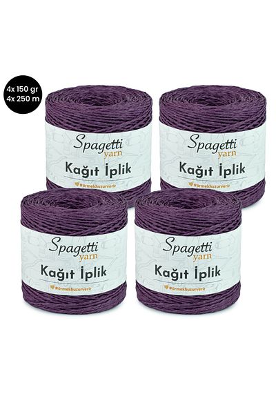 Spagettiyarn Χάρτινο σχοινί 4 τεμαχίων Μωβ Πλεκτό Χέρι