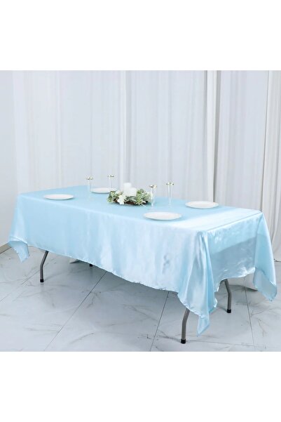 PratikDikisco Gök Mavi Saten Masa Örtüsü
