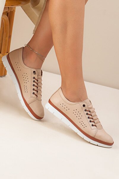 DERİMİSS Γυναικεία Ορθοπεδικά Μπεζ Παπούτσια από Γνήσιο Δέρμα