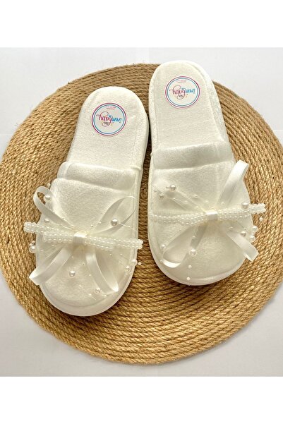 irembaby Anne Lohusa Terliği Beyaz Incili Özel Tasarım Lohusa Terliği