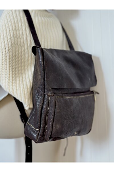 Tuvita Collection Bodrum 100% Leather-Handmade Brown Leather Soft Leather Bac...