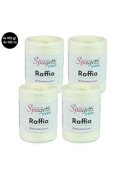 Spagettiyarn Νήματα πλεξίματος χειρός Raffia 4 τεμαχίων εκρού