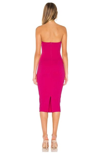 Zagrep Women's Pink Strapless Midi Dress with Back Slit