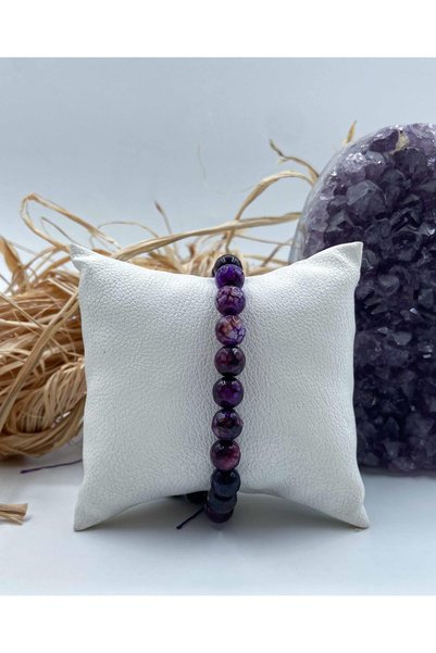 Mucize Taş Agate Natural Stone Bracelet 8 Mm Sphere Facet Cut