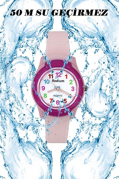sezerekspres Children's Wristwatch Waterproof Rodium Analaog (8817)-(pink-fuchsia)