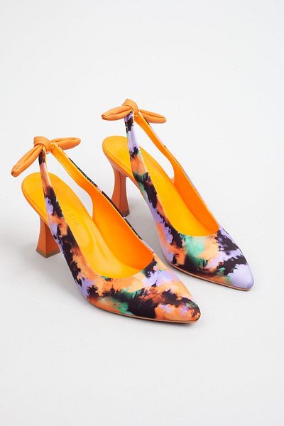 Adım Adım Women's Orange Color Square Heeled Shoes with Bow on the Back