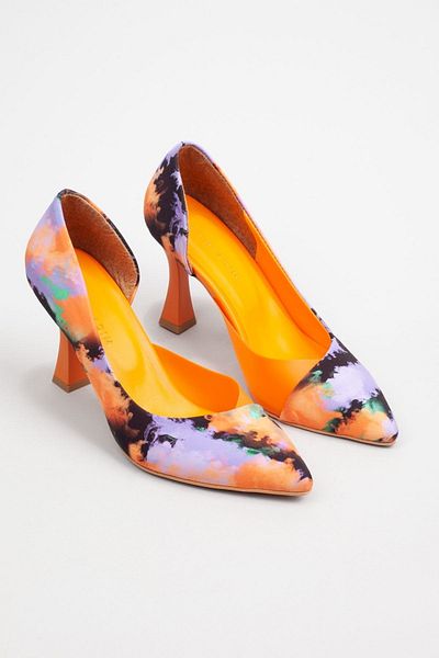 Adım Adım Women's Orange Satin Square Heeled Shoes