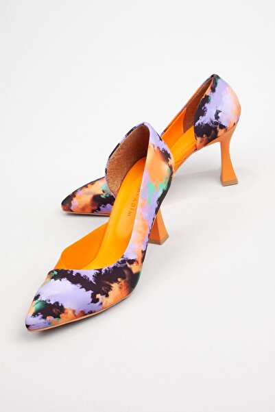 Adım Adım Жіночі помаранчеві атласні туфлі на квадратному каблуці