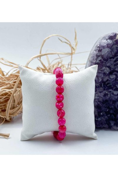 Mucize Taş Agate Natural Stone Bracelet 8 Mm Sphere Facet Cut