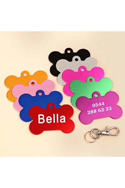 PATİMİO Isme Özel Çelik Kedi Köpek Isimlik Künyesi Kırmızı Renk