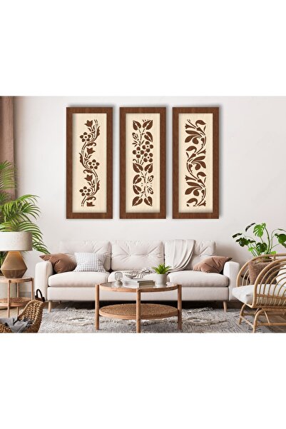 LandiWork Ahşap Çiçek Desenli Tablo, Çiçek Desenli Ahşap Tablo, Çiçek Desenli...