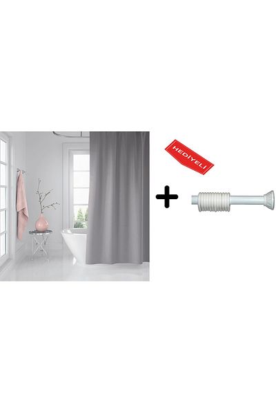 Zethome Perdeau de duș pentru baie 0010 Gri ​​120x200 Suport pentru țevi pentru perdele 90x130 Cadou