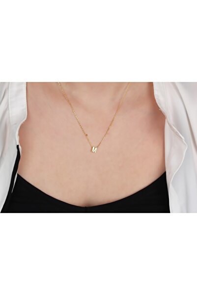 Glorria Gümüş 3 Boyutlu Minimalist M Harfi Kolye