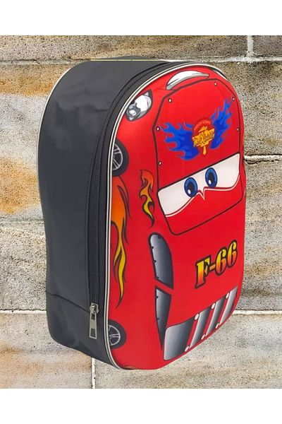 Uniquerrs Kindergarten Nursery F-66 Racing Car Printed 3-6 Years Old 5d Embossed Backpack School Bag