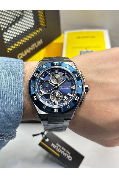 Quantum Brand Multifunction Steel Band Steel Case with Calendar Men's Wrist Watch