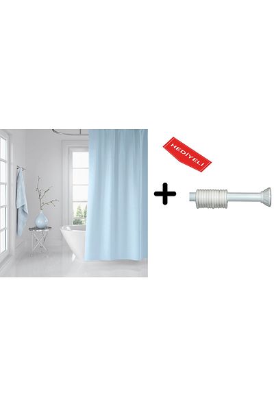 Zethome Perdeau de duș pentru baie 0010 Albastru 120x200 Suport pentru țevi pentru perdele 90x130 Cadou