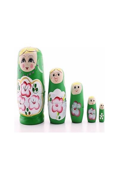 MOBGİFT 5’li Matruşka Bebek Ahşap