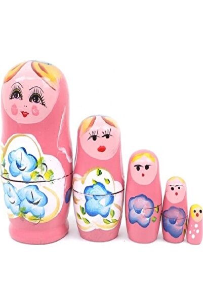 MOBGİFT 5’li Matruşka Bebek Ahşap