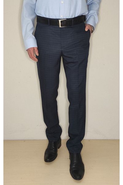 Bomenti Life Men's Plaid Navy Blue Regular Fit Trousers