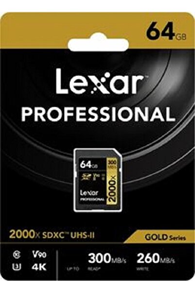 Lexar Card SDXC de 64 GB UHS-II 2000X 300mb/s V90 U3 C10 4K