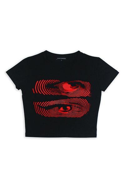 Touz Eylm Hypnosis Eyes Printed Black Crop