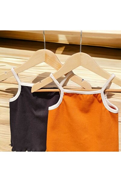 BEBEĞİME ÇORAP 2 τμχ Κοριτσίστικες μπλούζες με λουράκι καμιζόλας (0-6 ετών)