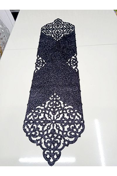 SEHARA Runner/masă Ranırı/120cmx30cm/lucire Lux/argintiu Negru/lucire