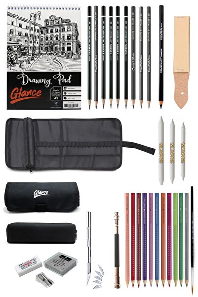 GLANCE Eskiz Defteri A5 120 Gr50yp Conte A Paris Lyra Dereceli Kalem Faber Ku...
