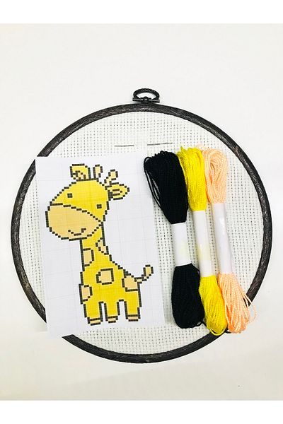 İDİL Cross Stitch Etamine Kit Embroidery Set 004- Giraffe