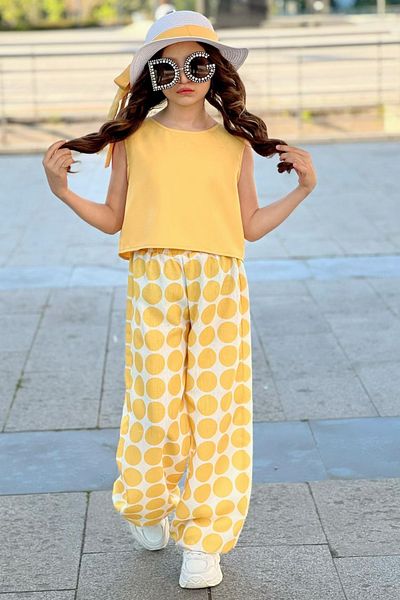 ELAFOR Children's Hat Set Linen Ayrobin Children's Blouse Trousers and Hat Set