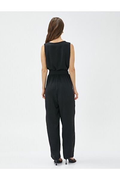 Koton Sleeveless Jumpsuit Double Breasted Belted Straight Leg