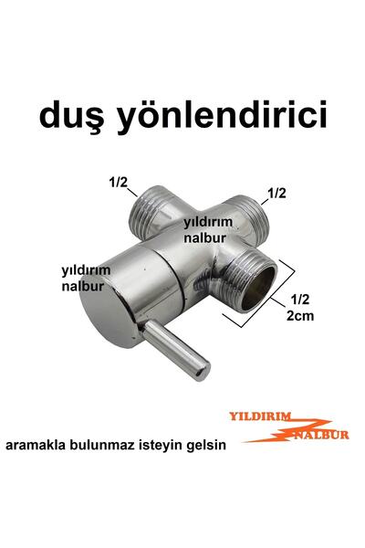 yıldırım nalbur Duş Seti Yönlendirci 1/2 Erkek Musluk Sürgülü Duş Seti Aç Kap...